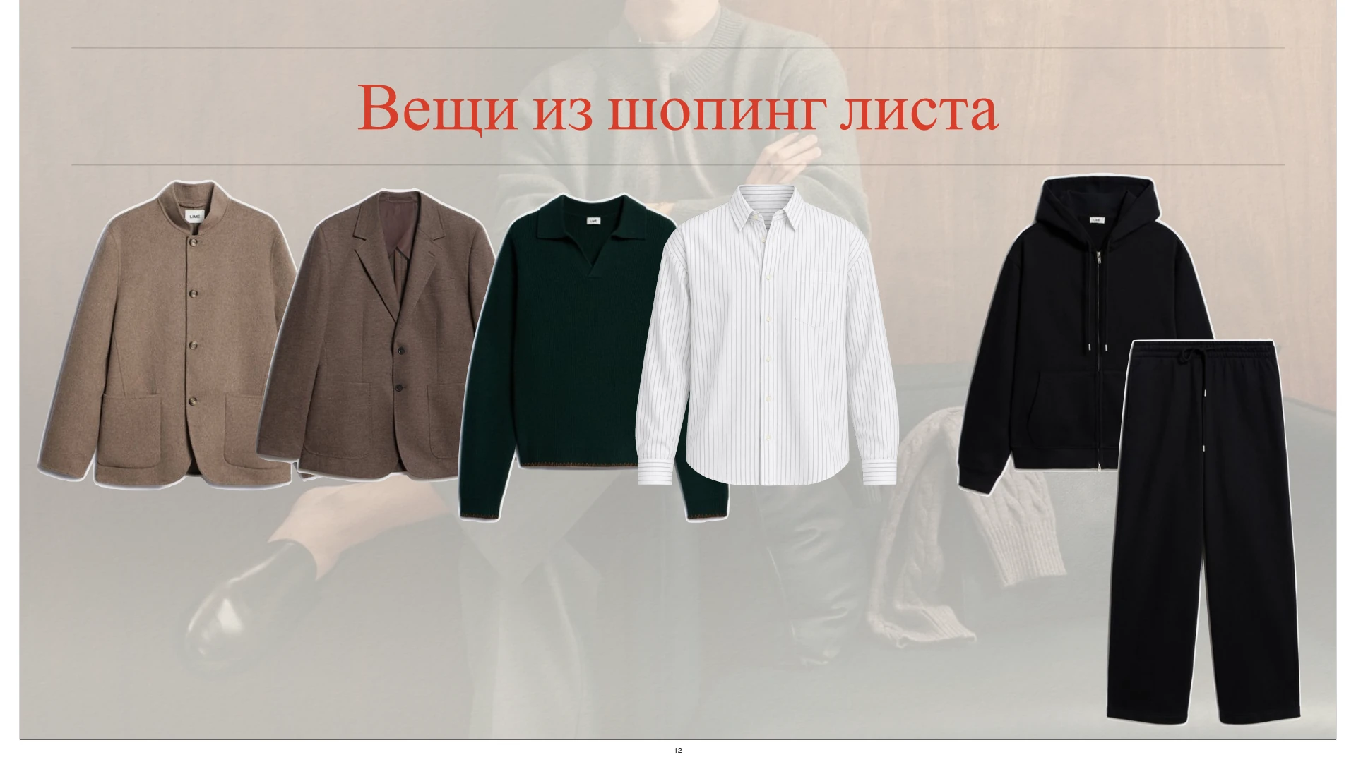 Мужской список покупок